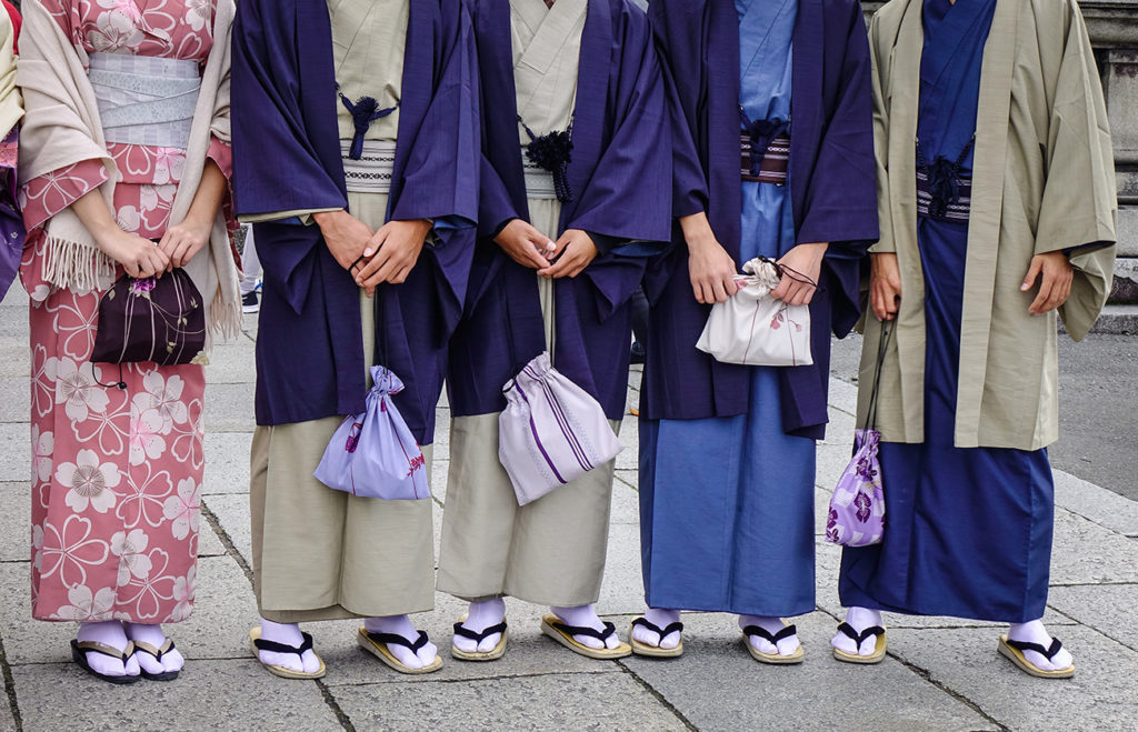Young people in kimono